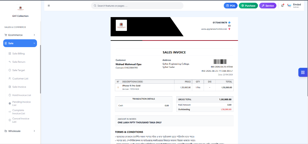 Invoice & Billing